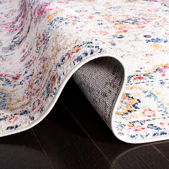 SAFAVIEH Madison Collection Runner Rug - 2'3" x 16', Purple Pink Fuchsia & Ivory, Boho Chic Distressed Design, Non-Shedding & Easy Cleaning, Ideal for Living Room, Hallway, Foyer, Bedroom (MAD603R)