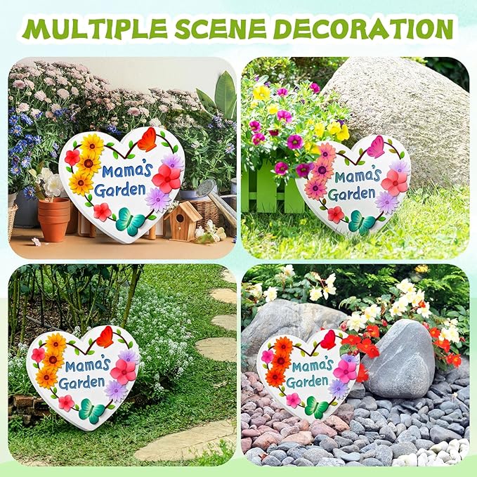 Juexica Mama's Garden Stepping Stones 9.5 Inch Mom Garden Stepping Stones Kit Outdoor Decorative Plaster Material DIY Paintable Mother Stepping Stones for Kids Ages 8+
