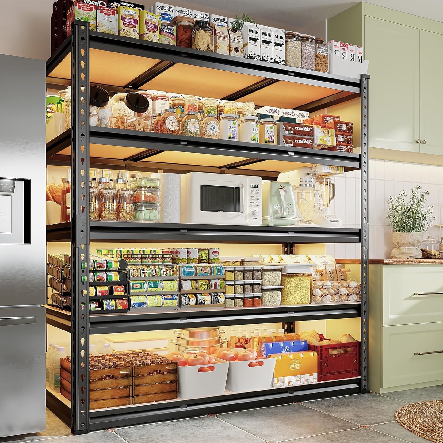 REIBII 48" W Garage Shelving Heavy Duty, 3000LBS Storage Shelves, 5-Tier Adjustable Metal Shelving, Garage Shelves Sturdy Industrial Shelf, Easy Assemble, 72" H x 48" W x 18" D - NestledHome