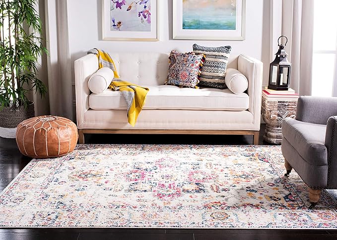 SAFAVIEH Madison Collection Runner Rug - 2'3" x 16', Purple Pink Fuchsia & Ivory, Boho Chic Distressed Design, Non-Shedding & Easy Cleaning, Ideal for Living Room, Hallway, Foyer, Bedroom (MAD603R)