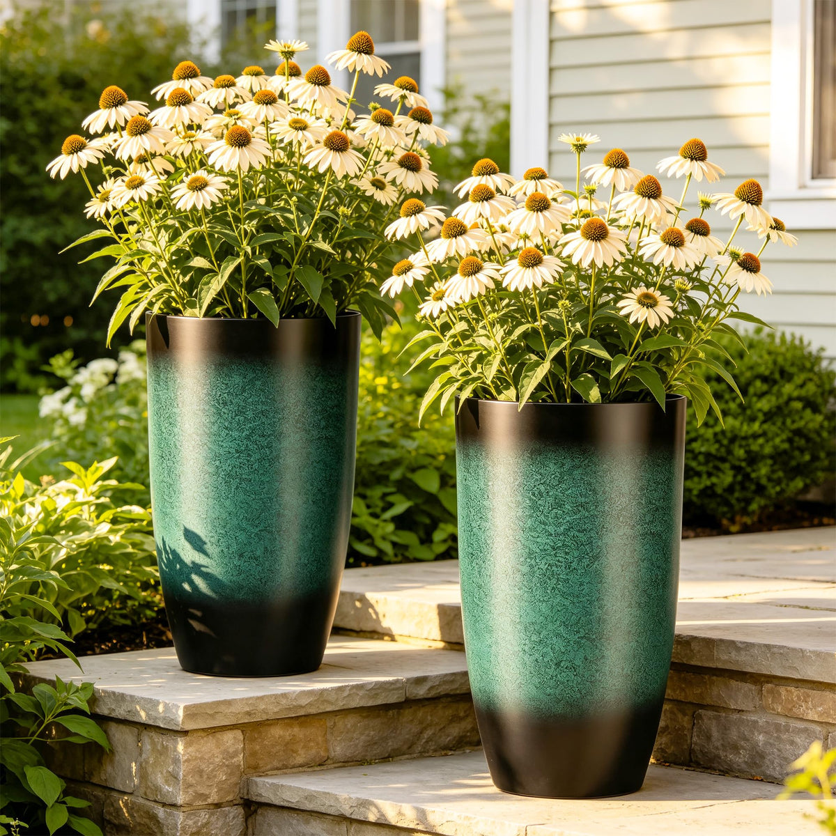 Autodaya 23.8" Tall Outdoor Planters Set of 2 Flower Pot for Outdoor Plants (2 Count)