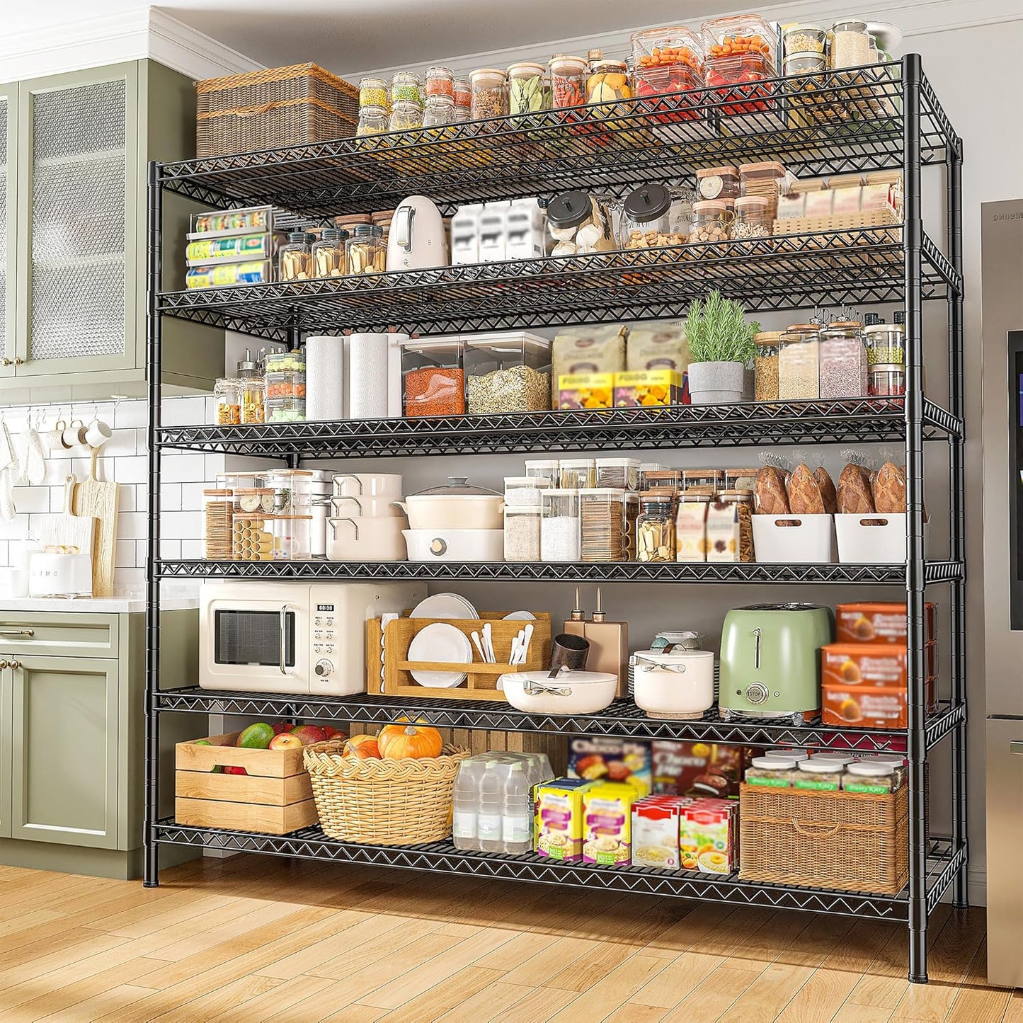 REIBII 83"H Storage Shelves 3840LBS Metal Shelving Unit Garage Shelving Heavy Duty 6 Tier Commercial Adjustable Wire Shelving for Storage Rack for Pantry, Garage, Kitchen, 83"H x 55.5"W x 18"D, 2PCS - NestledHome