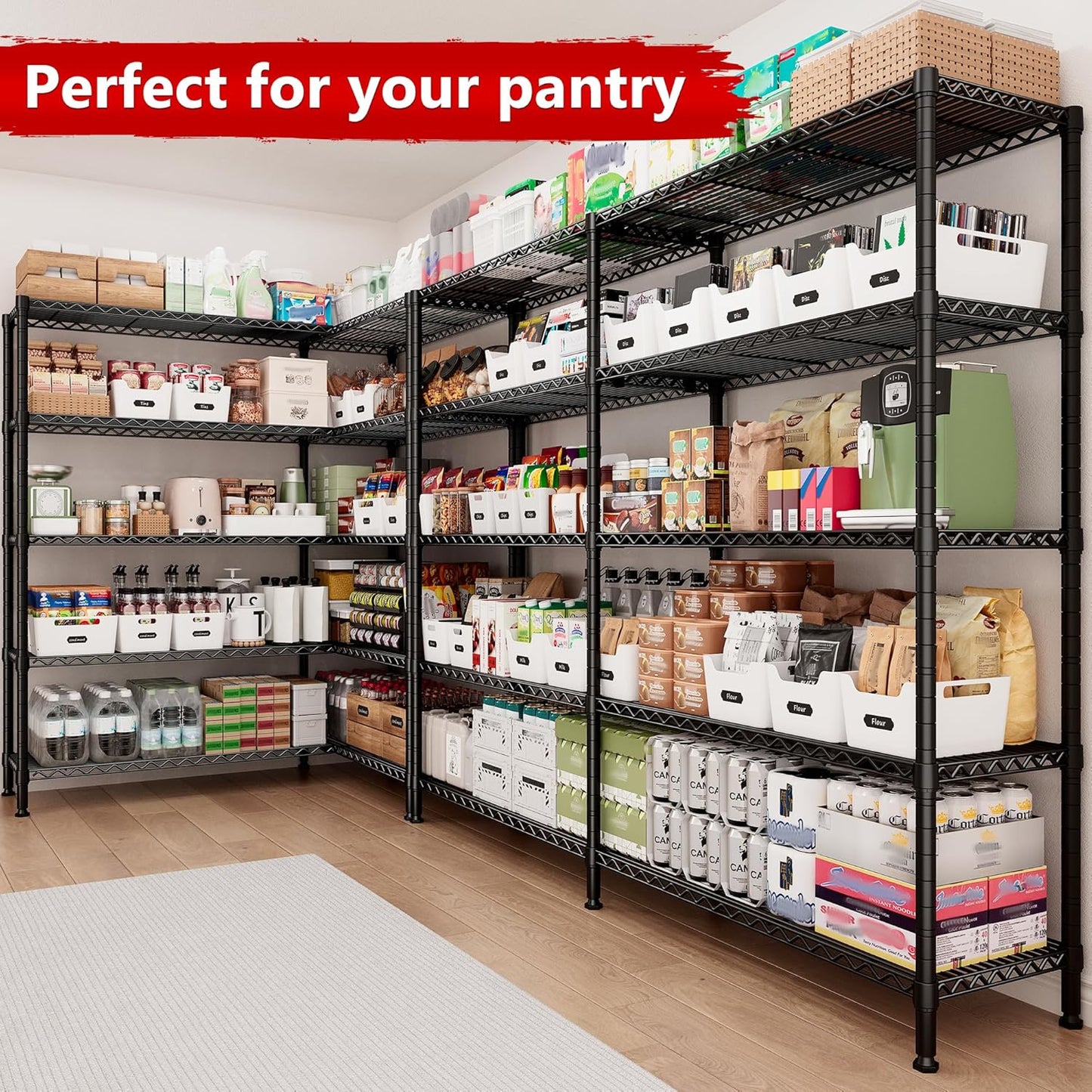 REIBII 70"W Storage Shelves Load 1600LBS, Metal Shelving 5-tier Wire Shelving Unit Metal Shelves for Storage Adjustable Garage Shelving for Pantry Kitchen Garage Commercial school 70"W*15.8"D*72.4"H - NestledHome