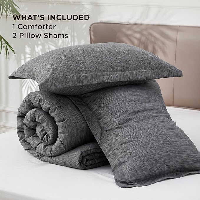 Bedsure Oversized King Comforter Set - Charcoal Grey Soft Bedding for All Seasons, Cationic Dyed Bed Set, 3 Pieces, 1 Oversized King Size Comforter (120"x 98") and 2 Pillow Shams (20"x 36"+2")