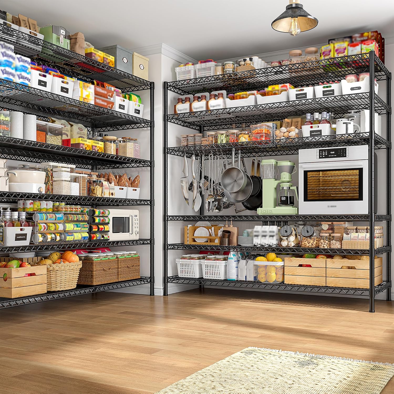 REIBII 83" H Storage Shelves 3840LBS Metal Shelving Unit 6 Tier Wire Shelving Commercial Adjustable Garage Shelving Heavy Duty for Storage Rack for Pantry, Garage, Kitchen, 83" H x 55.5" W x 18" D - NestledHome