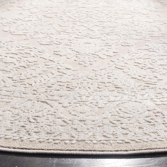 SAFAVIEH Area Rug 8' Round - Reflection Collection - Large - Beige & Cream, Non-Shedding & Easy Cleaning, Ideal for Living Room, Bedroom, Dining Space (RFT668A)