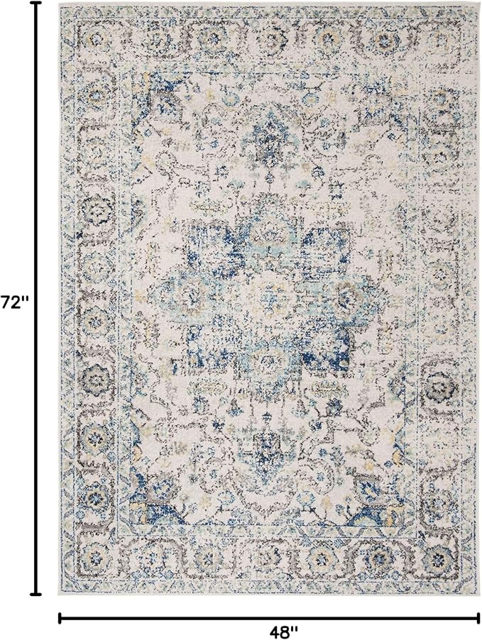 SAFAVIEH Madison Collection Accent Rug - 4' x 6', Turquoise & Ivory, Snowflake Medallion Design, Non-Shedding & Easy Care, Ideal for High Traffic Areas in Foyer, Living Room, Bedroom (MAD603K)