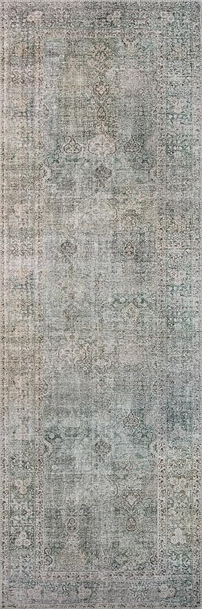 Loloi Chris Loves Julia Jules Collection JUL-08 Emerald/Antique Ivory 2'-6'' x 7'-6'', .13" Pile Height, Runner Rug