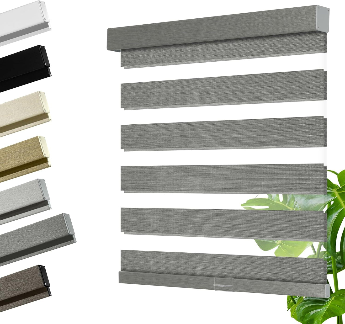 Cordless Zebra Blinds for Windows, Blackout Interior Blinds,Easy to Install,UV Protection,for Offices and Home,Custom Roller Shades, Mousse Grey,70" W x 56" H