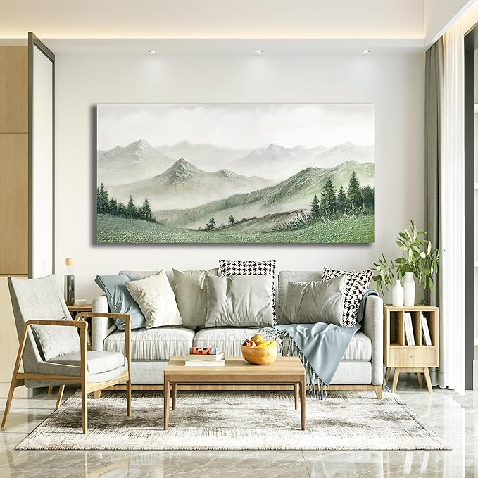 Yuaxker Nature Wall Art Green Wall Decor Modern Art Canvas Painting Aesthetic Poster for Living Room Bedroom Dining Room Office Home Decor 20x40 Inch