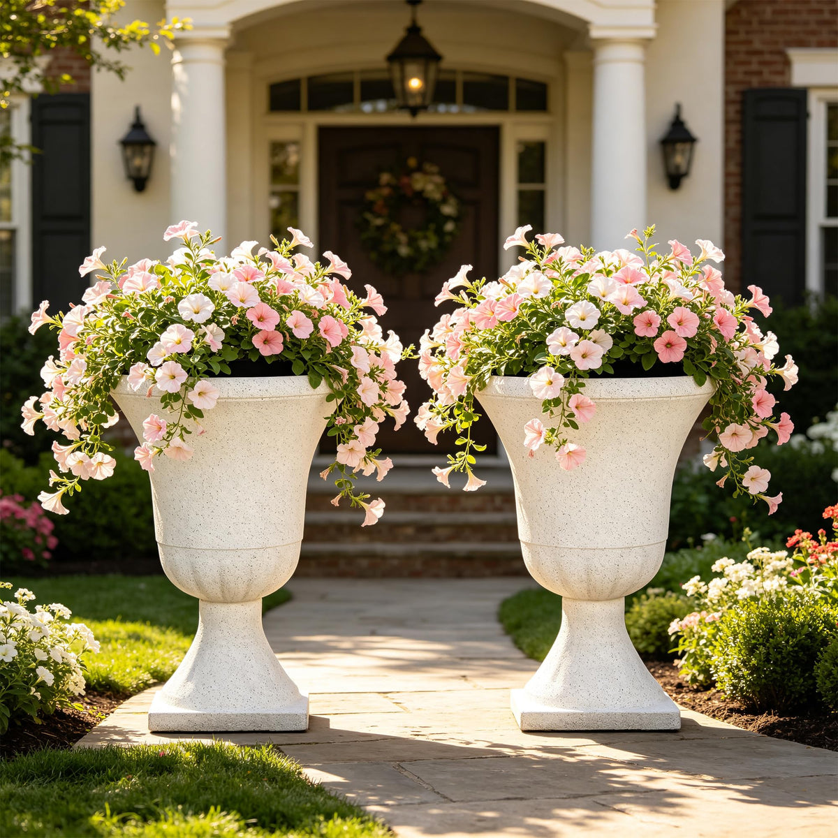 Autodaya 22" Large Urn Outdoor Planters Set of 2 (2 Count)