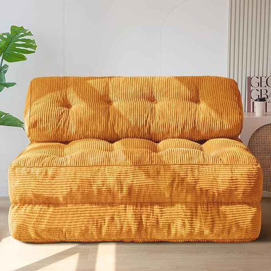 MAXYOYO Folding Sofa Bed, Convertible Sleeper Chair with Pillow Foldable Matress with Back Support, Portable Fold Out Chair Bed Comfy Floor Sofa Lounge for Living Room Bedroom, Orange Double