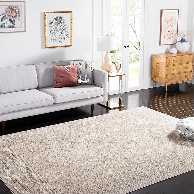 SAFAVIEH Area Rug 11x15 - Reflection Collection - Large - Beige & Cream, Non-Shedding & Easy Cleaning, Ideal for Living Room, Bedroom, Dining Space (RFT668A)