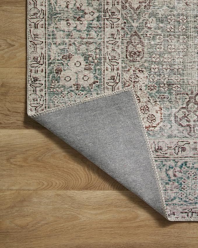 Loloi Chris Loves Julia Jules Collection JUL-08 Emerald/Antique Ivory 2'-6'' x 7'-6'', .13" Pile Height, Runner Rug