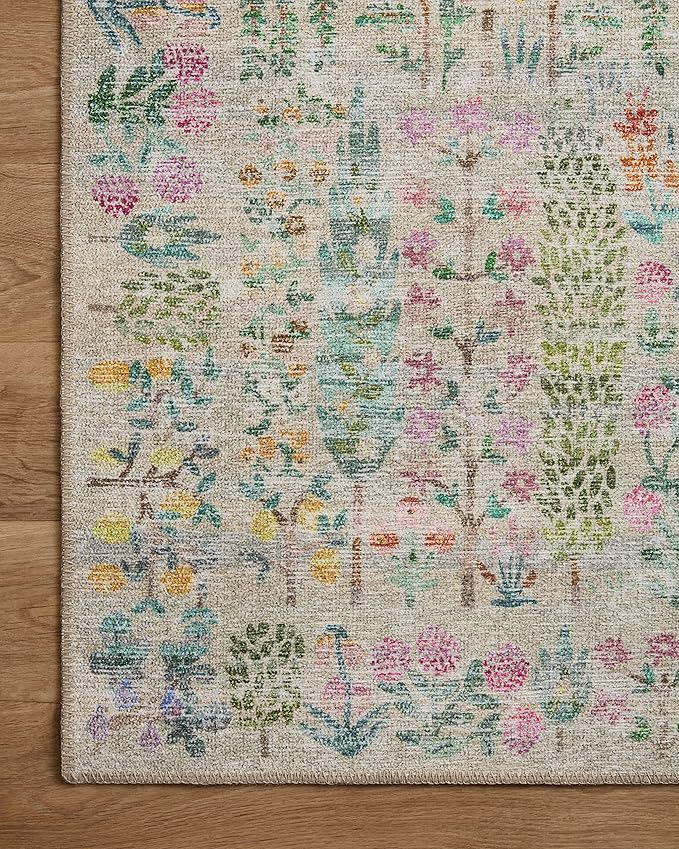 Loloi Rifle Paper Co. Maison Collection MAO-07 Khaki 3'-0" x 3'-0" Round, .19" Pile Height, Accent Rug