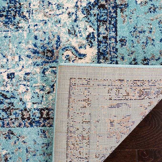 SAFAVIEH Evoke Collection Runner Rug - 2'2" x 7', Light Blue, Shabby Chic Oriental Medallion Design, Non-Shedding & Easy to Clean, Ideal for Hallway, Foyer, Kitchen, Entryway, Bedroom (EVK220E)
