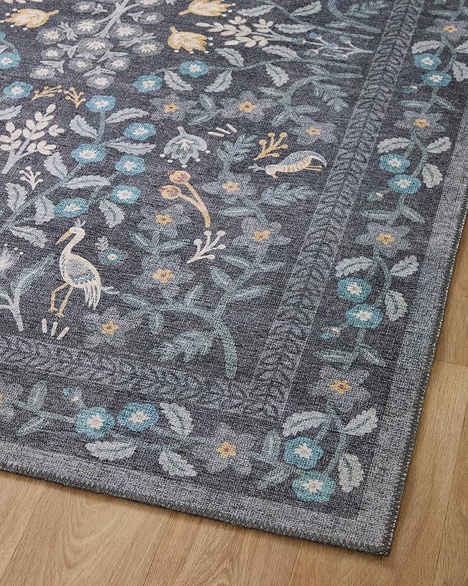 Loloi Rifle Paper Co. Maison Collection MAO-01 Nightingale Black 2'-3" x 3'-9", .19" Pile Height, Accent Rug