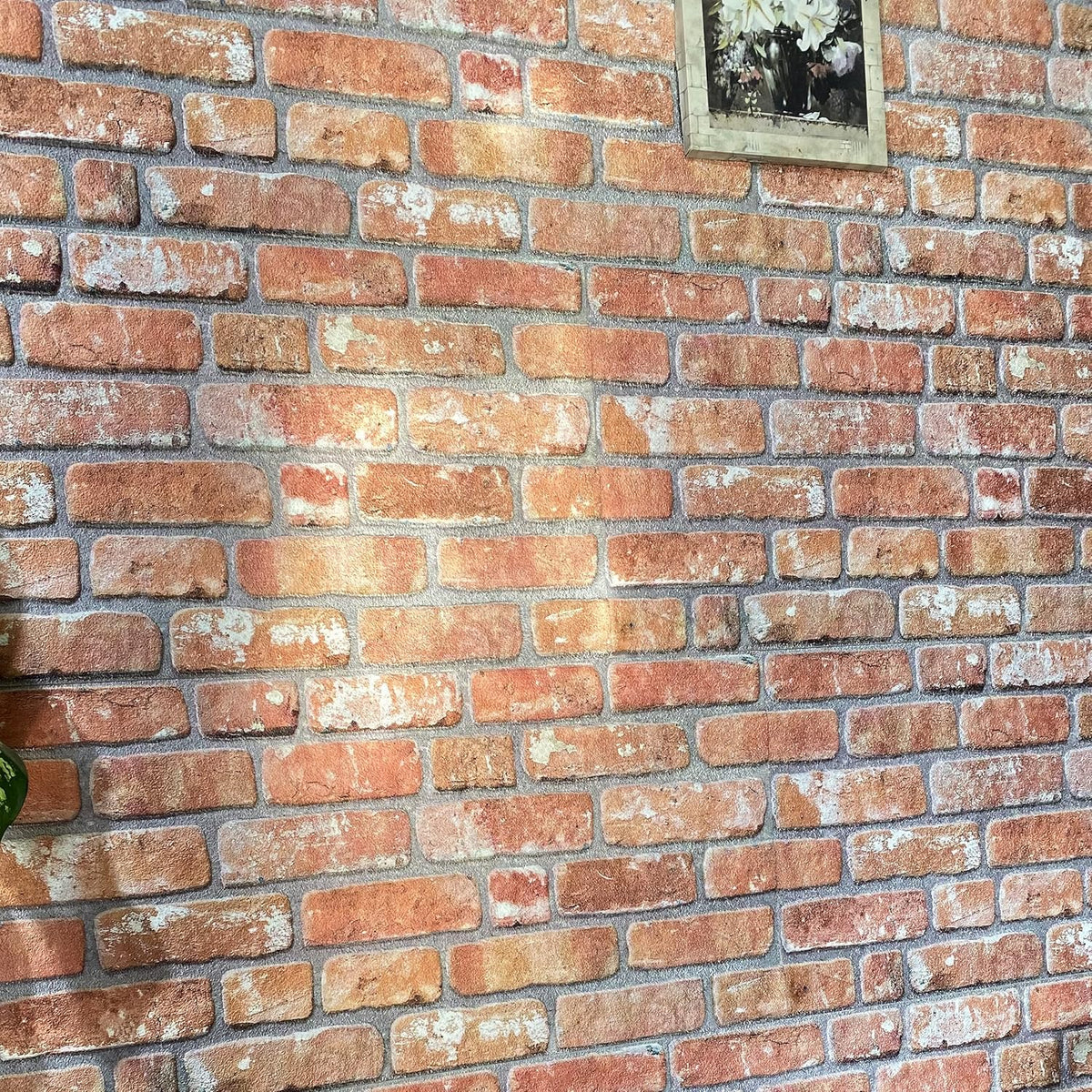 Dundee Deco 3D Wall Panels Faux Brick - Cladding, Red Orange Stone Look Wall Paneling, Styrofoam Facing for Living Room, Kitchen, Bathroom, Balcony, Bedroom, Sample, Size 10 x 10 in.