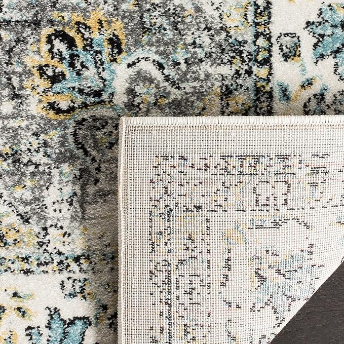 SAFAVIEH Area Rug 12x18 - Evoke Collection - Large - Grey & Gold, Shabby Chic Oriental Medallion Design, Non-Shedding & Easy to Clean, Ideal for Living Room, Bedroom, Dining Space (EVK220B)