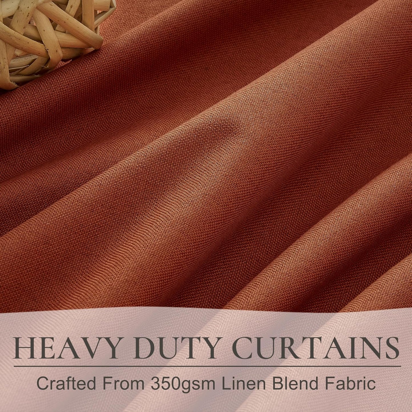 Fall Burnt Orange Curtains Pinch Pleated Blackout 84 Inches Long 2 Panels Set,Terracotta Autumn Color Decor Retro for Living Room Antique Copper Rust Boho 70s Window Linen Drapes (W40 xL84)
