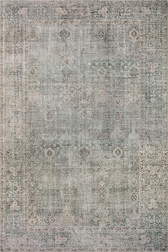 Loloi Chris Loves Julia Jules Collection JUL-08 Emerald/Antique Ivory 2'-6'' x 9'-6'', .13" Pile Height, Runner Rug