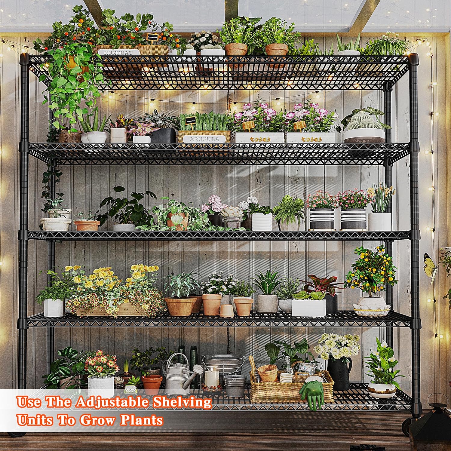 REIBII 73" H Storage Shelves Wire Shelving with Wheels 3200 lbs Heavy Duty Steel Metal Shelving Unit Shelf Rack for Warehouses,Garage, Kitchen, School,Commercial,73" H X 60”W X 18" D - NestledHome