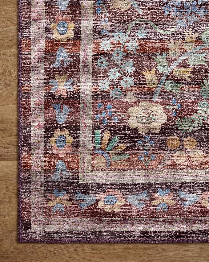 Loloi Rifle Paper Co. Maison Collection MAO-06 Red 3'-0" x 3'-0" Round, .19" Pile Height, Accent Rug