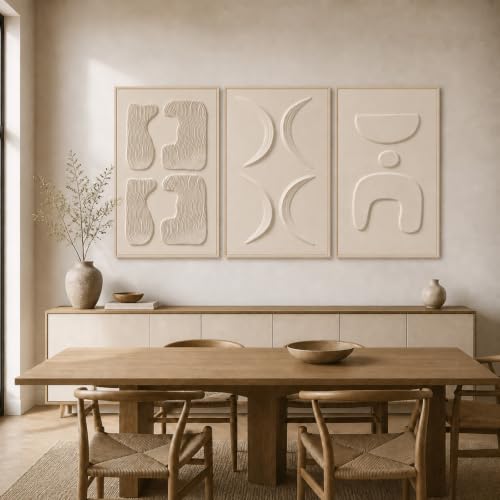 Large 3 Piece 3D Textured Wall Art for Living Room