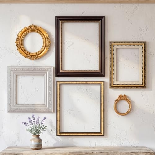 6 Pack Vintage Empty Picture Frames Baroque Gold Decor