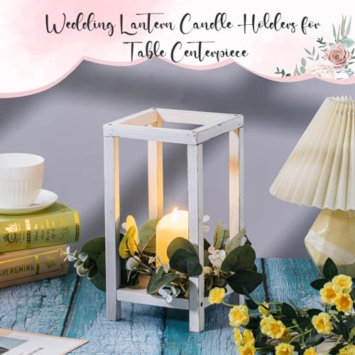10 Pcs Wooden Wedding Lantern Centerpiece Candle Lantern Table Wooden Candle Holder Decorative for Wedding Party Table Valentine Decor