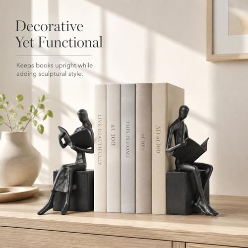 Iron Art Reading Couple Figures Bookends