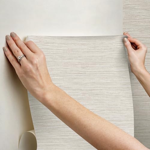 Neutral Dimensional Grasscloth Peel and Stick Wallpaper