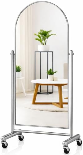 Arched Full Length Rolling Mirror on Wheels