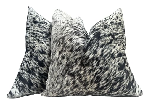Pack of 2 Set Real Cowhide Genuine Leather Cushion Covers Throw Pillow for Farmhouse Decorations Chair Sofa Living Room Bedroom Decor Hair On Leather Fur 45 Cm 18 Inch MTO1703
