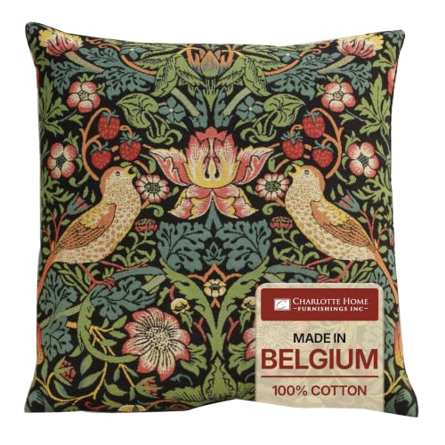 William Morris Woodpecker Left Tapestry Throw Pillow Cover