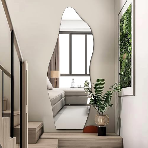 Full Length Mirror 63"x24" Irregular Wall Mirror Frameless for Living Room Bathroom Bedroom Entryway Decor