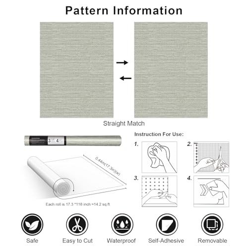 Grasscloth Peel and Stick Wallpaper Textured Wall Paper