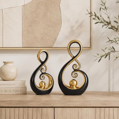 Decor Accent Ceramic Art Mid Century Modern White and Gold Decorations