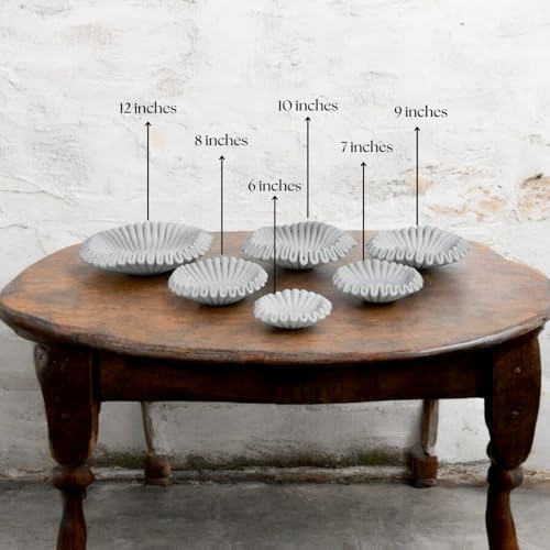 Marble Ruffle Bowl Handcrafted Decorative ScallopBowls