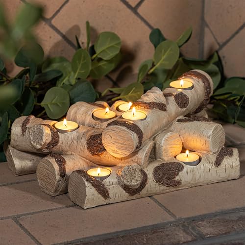 Faux Wood Resin Logs Candle Holder for Fireplace