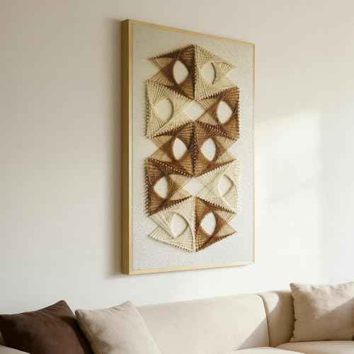 Abstract Wall Art Bedroom Framed 3D Neutral 16x24 In