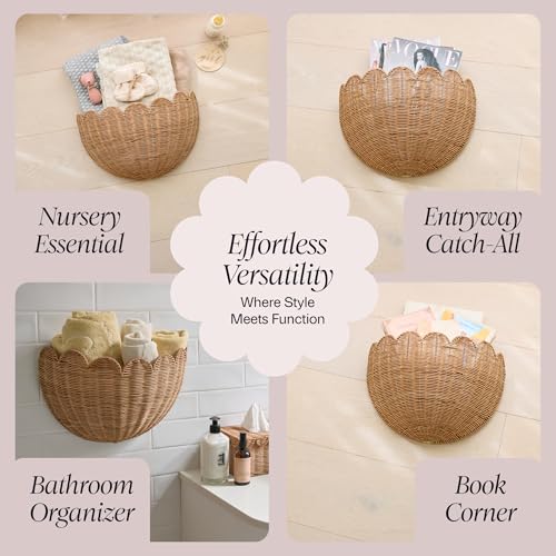 Scalloped Wicker Wall Basket
