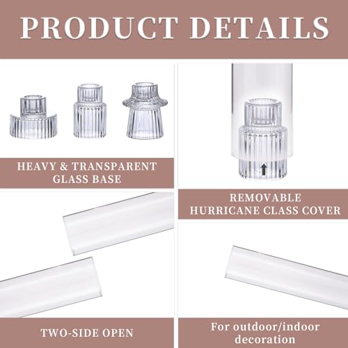 Hurricane Glass Candle Holders with Windproof Glass Tubes