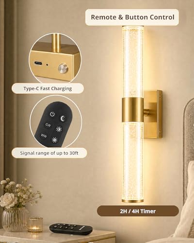 Battery Operated Wall Sconces Set of 2