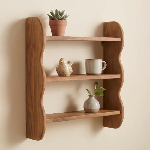 3 Tier Scalloped Wooden Wall Shelf