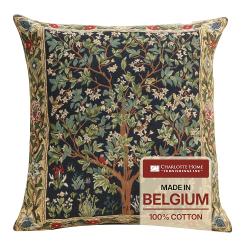 William Morris Woodpecker Left Tapestry Throw Pillow Cover