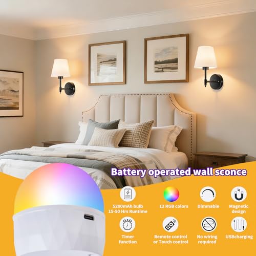Battery Operated Wall Sconce Set of 2