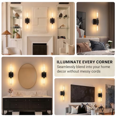 Battery Operated Wall Sconces Set of 2