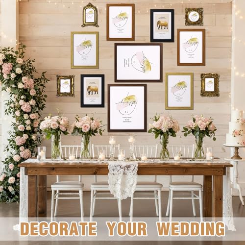 12 Pcs Vintage Picture Frames Resin Gallery Wall Frame Set with Trace Less Nails Suit Hanging Elegant Classical Decorations for Christmas Hotel Home Wedding Decoration