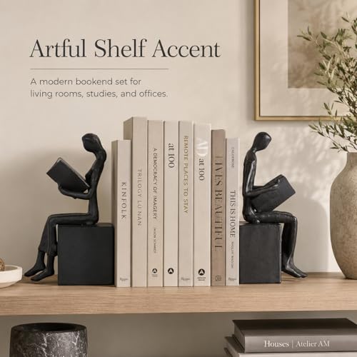 Iron Art Reading Couple Figures Bookends